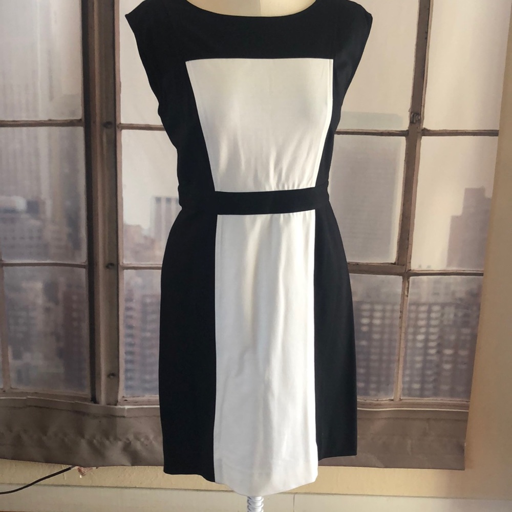 Black and White Color Block Shift Dress